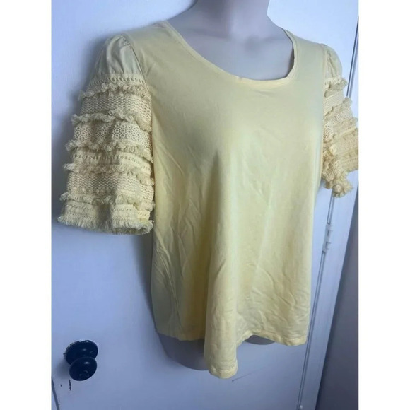 Yellow Pastel Ruffle Sleeve Womens Top Chicos 3 XL  #1013 - Picture 2 of 6